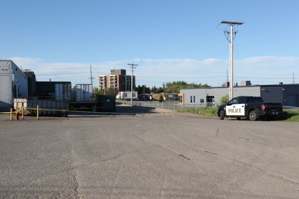 Sault Ste. Marie Police Service has secured an area behind Value Village on Northern Avenue after firefighters responded to a report of a dumspter fire early Friday morning. 