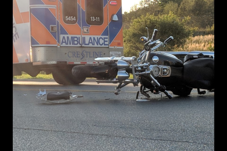 The scene of a motorcycle collision on Trunk Road. Michael Purvis/SooToday