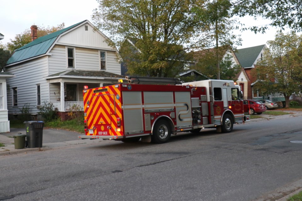 Sault Ste. Marie Fire Services responded to a report of a fire inside a garage on the 100 block of Albert Street West after 7 p.m. Tuesday. Sault Ste. Marie Police Service say that a pile of magazines were on fire inside the garage. Police say the fire may have been intentionally set. James Hopkin/SooToday 