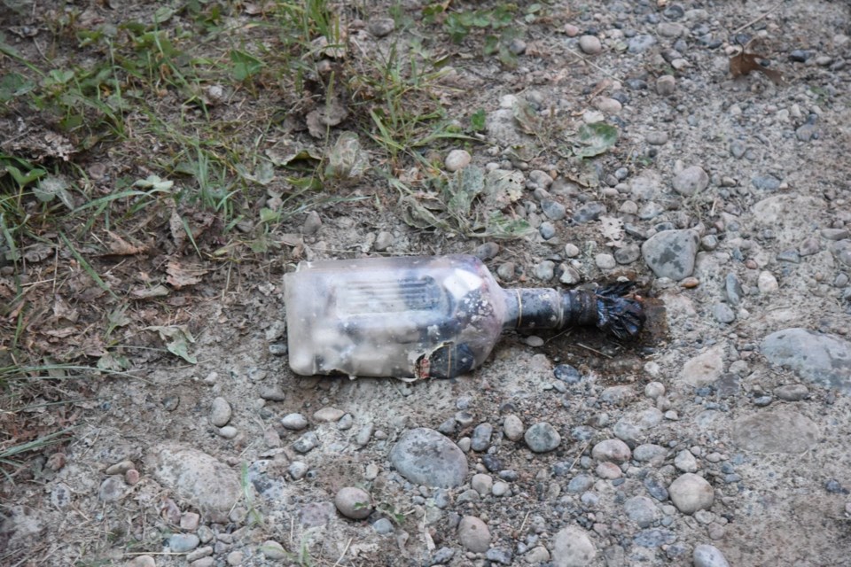Molotov cocktail. Photo supplied by Sault Ste. Marie Police Service