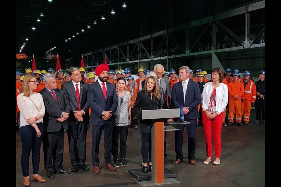 Canadian government officials announced reciprocal surtaxes on imported U.S. steel and aluminum on Friday, June 29 in Hamilton, Ontario. Photo courtesy of the office of Terry Sheehan, Sault Ste. Marie MP