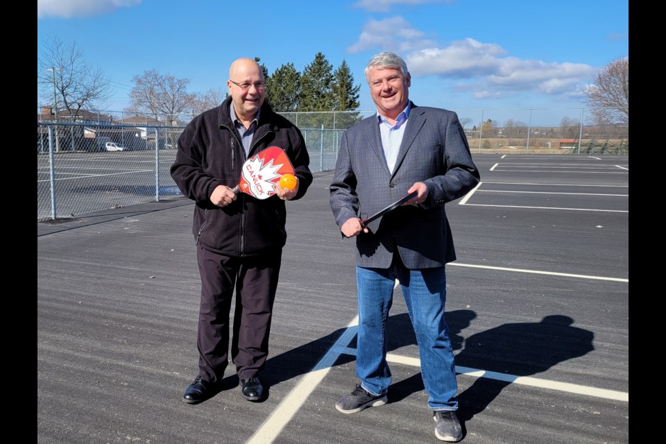 Marchy Bruni, Ward Four city councillor, and Sault Ste. Marie MP Terry Sheehan were at the Elliott Pickleball Courts to announce funding for several projects aimed at improving the lives of seniors in the Sault on Friday.