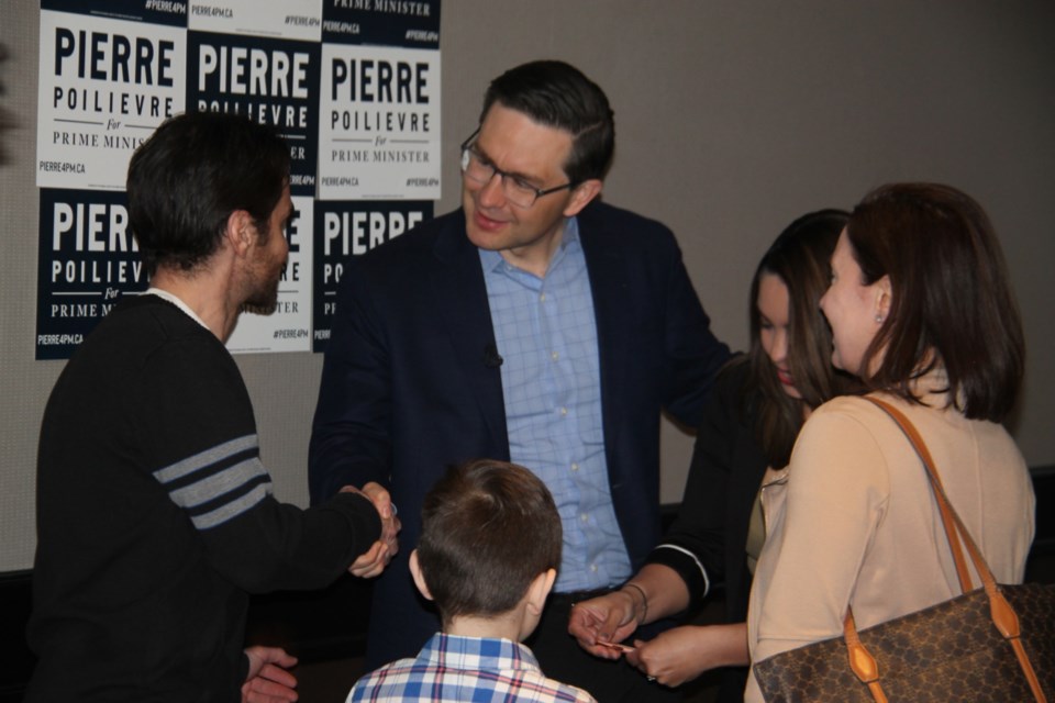 Conservative Party of Canada leadership candidate Pierre Poilievre spoke to a large audience and met with supporters at Quattro, April 22, 2022. 