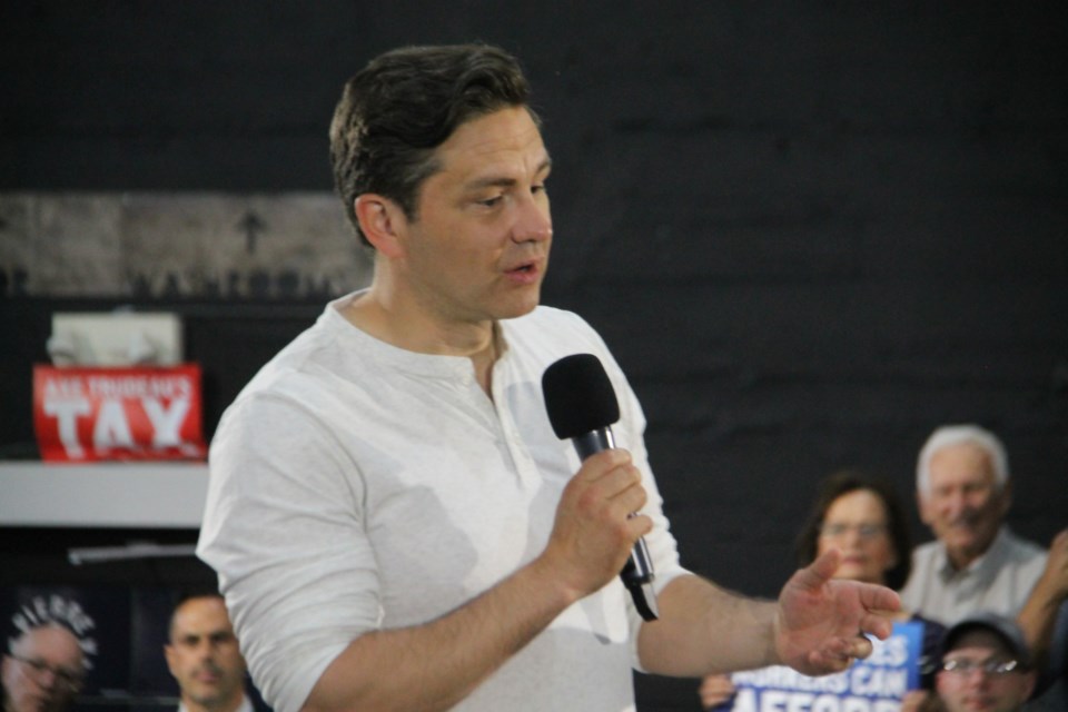 Conservative Party of Canada leader Pierre Poilievre at a rally held at The Machine Shop, July 27, 2023. 