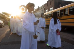 What was the religious procession that took place downtown last night?