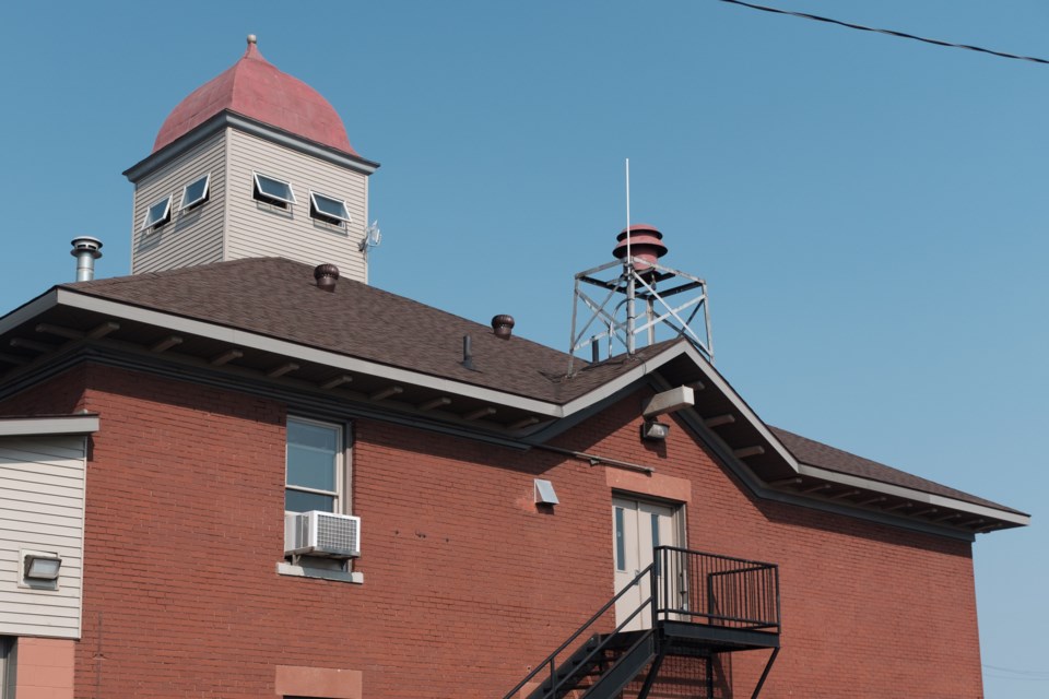 The Sault Ste. Marie, Mich. 'curfew siren' sits above the upper back door of the Sault Ste. Marie Fire Department's fire hall downtown.  The siren's origins are unknown but may date back to the 50s. Jeff Klassen/SooToday