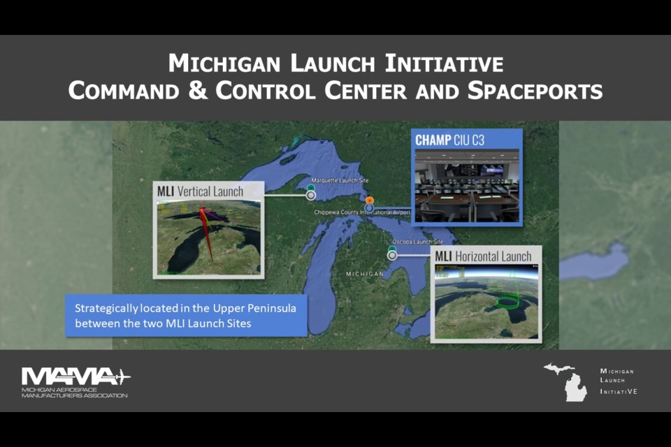 The proposed command and control centre in Chippewa County will serve satellite launch sites in Marquette County and Oscoda   