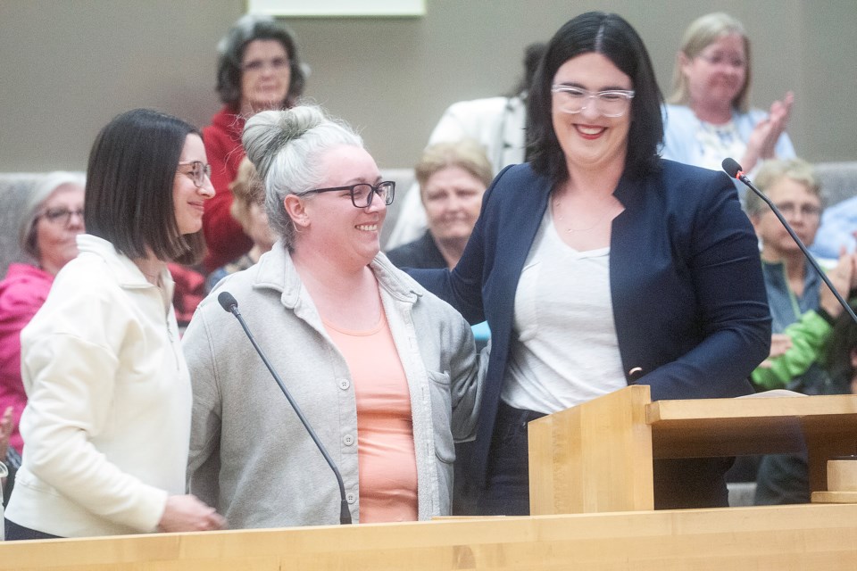 L-R Dr. Teryn Bruni, Ali Dennie and Kirsten Duke represented the Save our YMCA group at city council on Monday. 