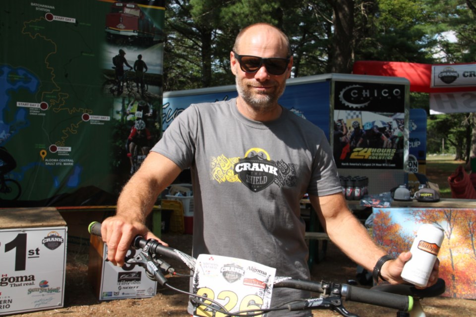 Sean Ruppel, Superfly Racing president and Crank the Shield organizer, pictured after the completion of the three-day Crank the Shield backcountry mountain bike stage race at Kinsmen Park, Aug. 19, 2018. Darren Taylor/SooToday