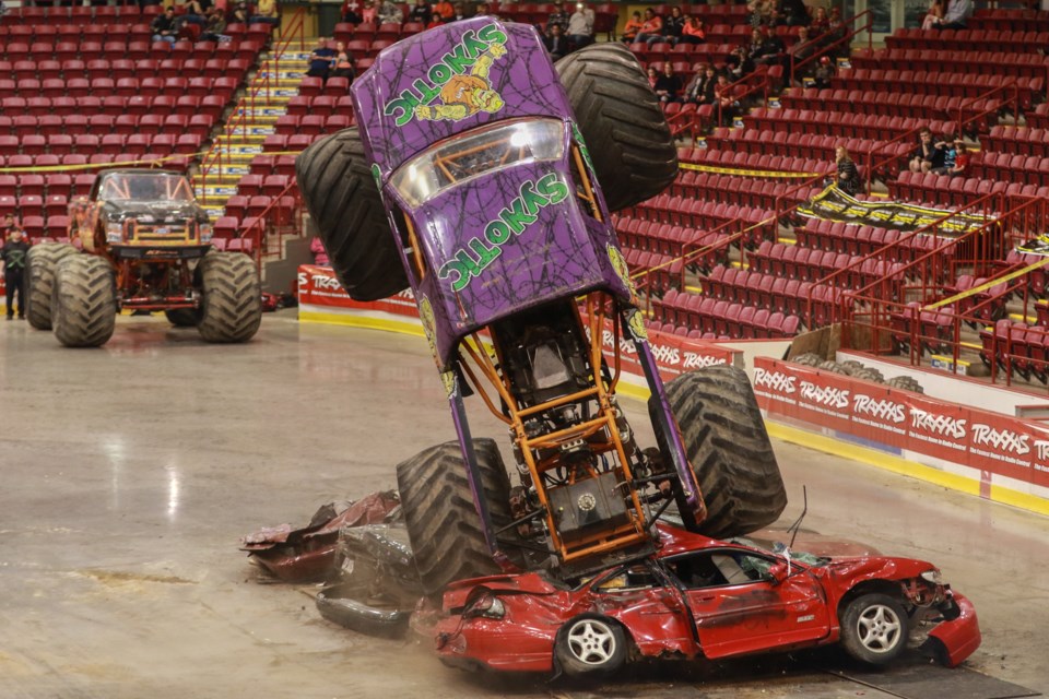 Monster trucks and freestyle motorcross were on display at the Traxxas Monster Truck Destruction Tour at the Essar Centre on Saturday May 20, 2017. Jeff Klassen/SooToday