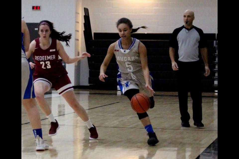 Mercedes Ryan, of the Sault College Cougars, is pictured during action against the Humber Hawks on the weekend. Photo provided
