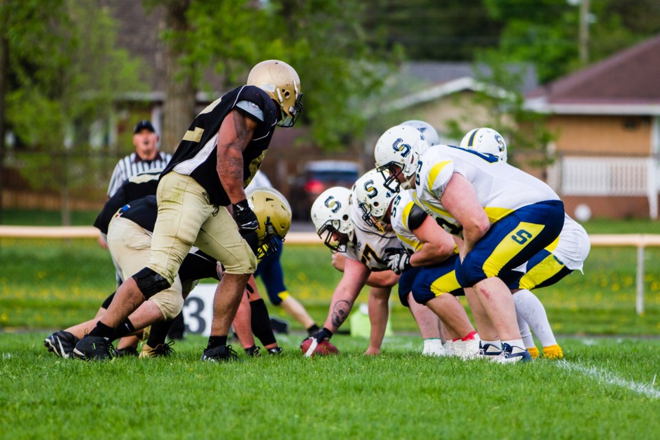 The Sault Steelers hosted the Tri-City Outlaws during the Don McBain Memorial Home Opener at Rocky DiPietro Field on Saturday, May 26, 2018. Donna Hopper/SooToday