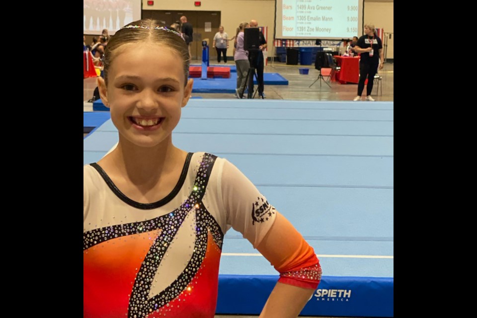 Ava Greener of the Sault Ste. Marie Gymnastics Club at the National Gymnastics Association National GymFest in New Orleans, June 2023. 