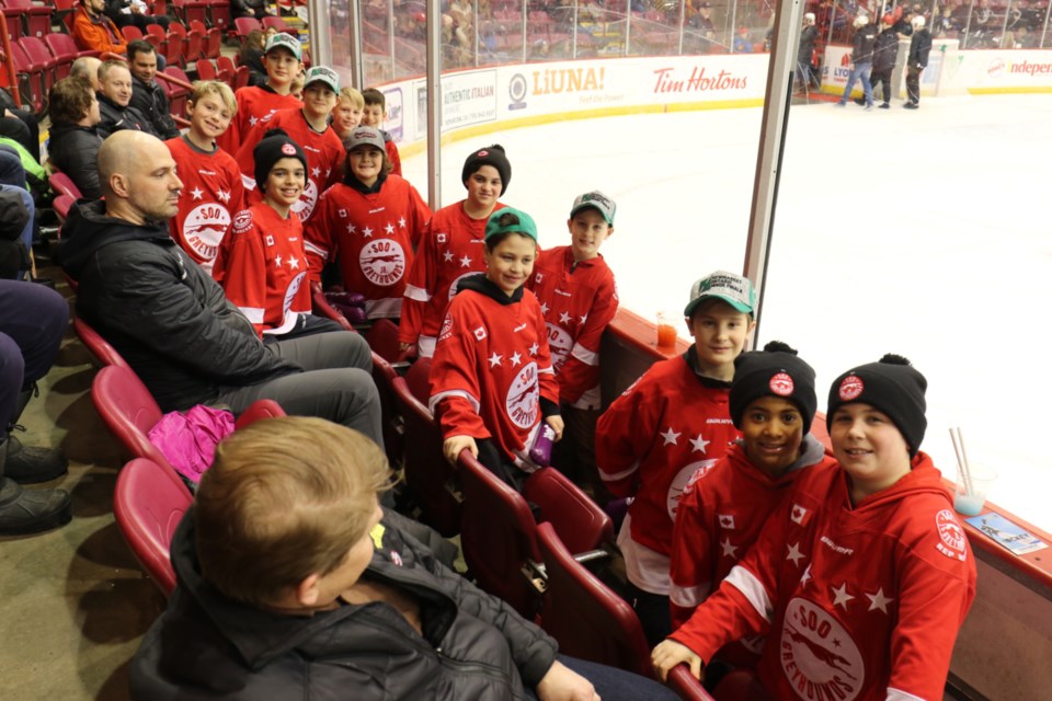 Members of the Silver Stick-winning Soo Jr. Greyhounds attended Friday's Soo Greyhounds game against the Saginaw Spirit. James Hopkin/SooToday