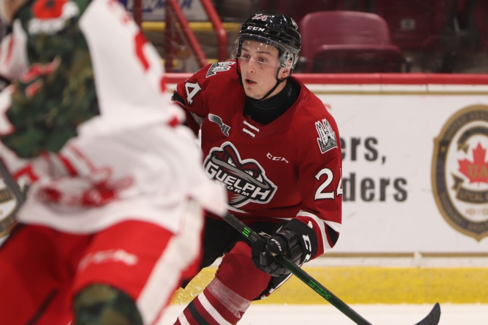OHL action between the Soo Greyhounds and Guelph Storm at the GFL Memorial Gardens on Nov. 6, 2021.