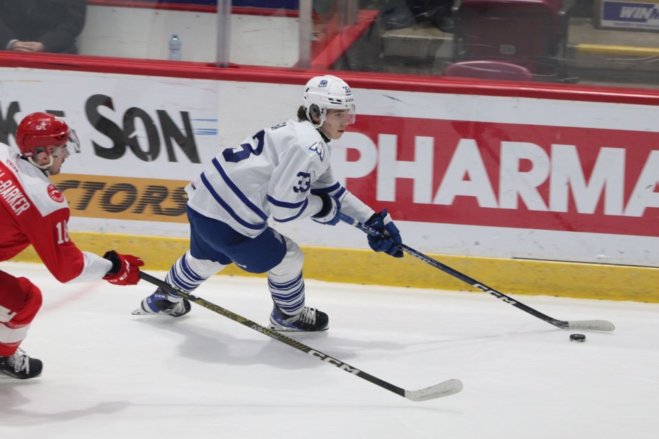 OHL action between the Soo Greyhounds and Mississauga Steelheads at the GFL Memorial Gardens on Feb. 5, 2023.