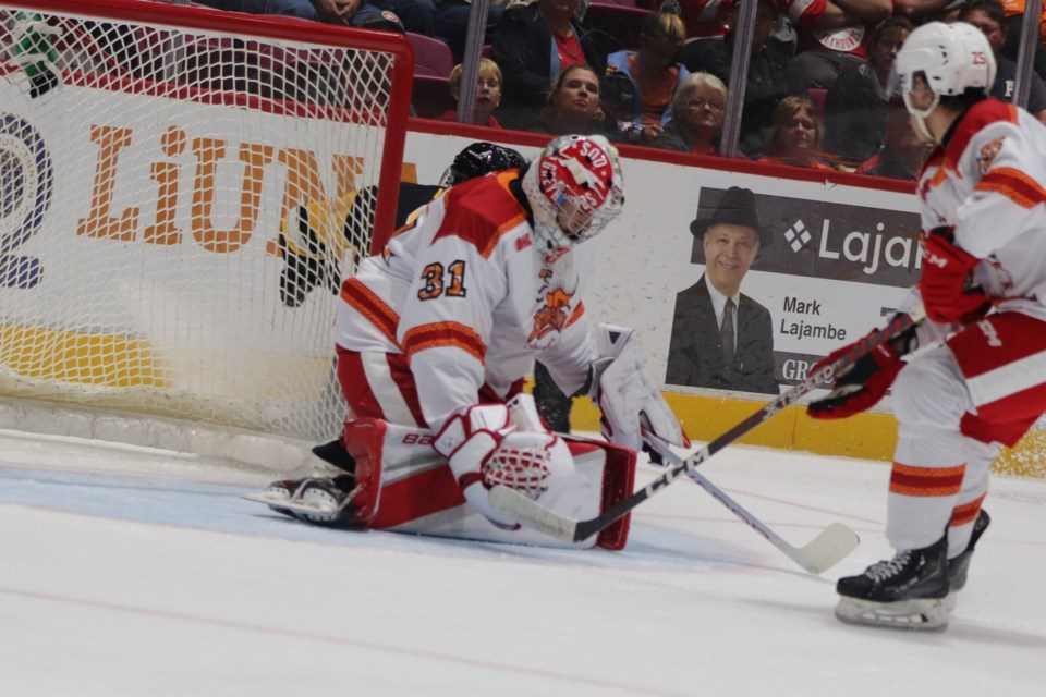 OHL action between the Soo Greyhounds and Brantford Bulldogs at the GFL Memorial Gardens on Sept. 30, 2023.