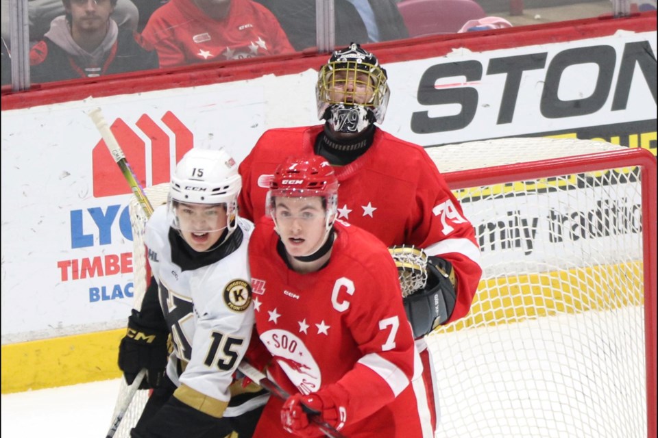 OHL action between the Soo Greyhounds and Kingston Frontenacs at the GFL Memorial Gardens on Jan. 10, 2025.