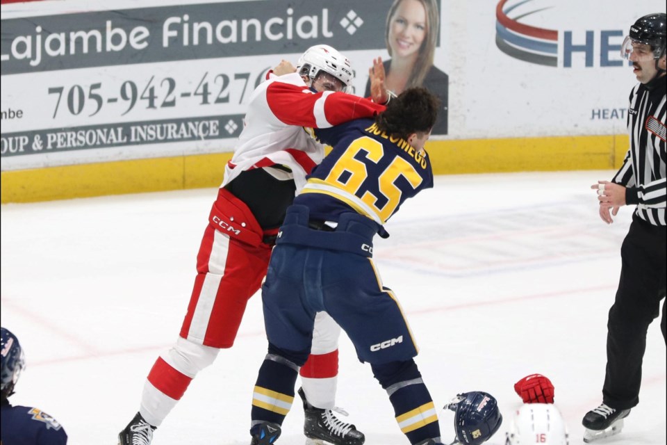 OHL action between the Soo Greyhounds and Erie Otters at the GFL Memorial Gardens on Nov. 13, 2024.
