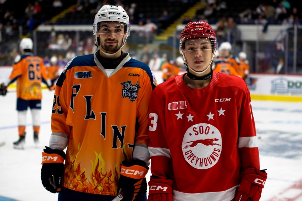 Brothers Gavin Hayes, formerly of the Flint Firebirds, and Travis Hayes of the Soo Greyhounds are now teammates after an OHL trade. 