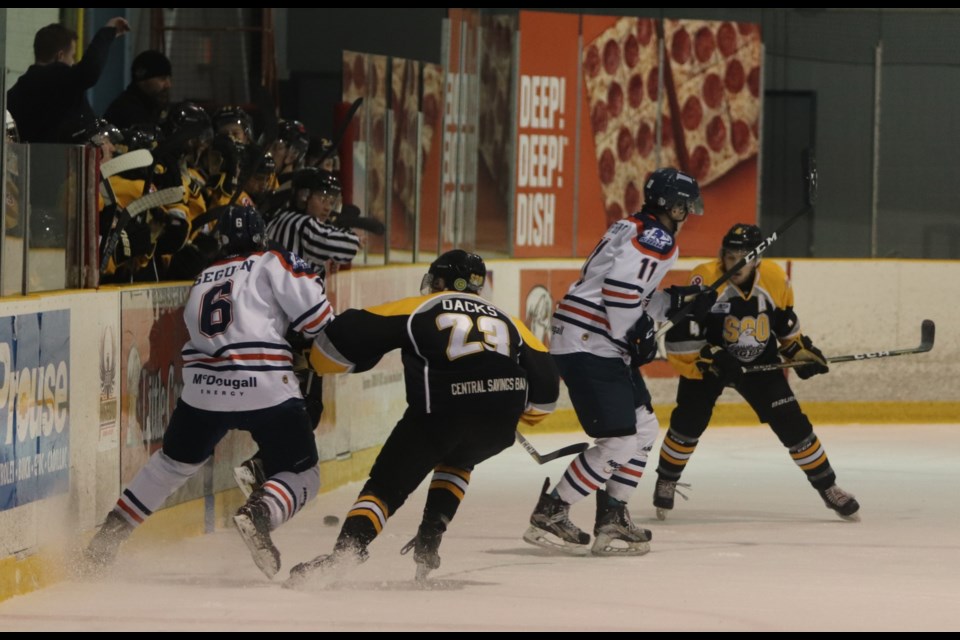 Action between the Soo Thunderbirds and Soo Eagles on Friday. Brad Coccimiglio/SooToday