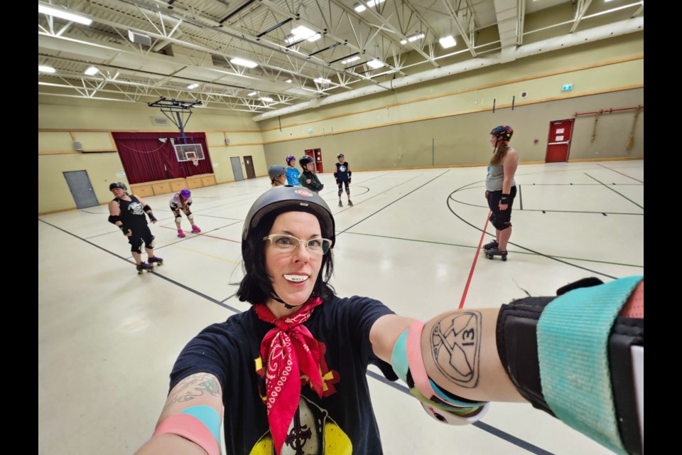 Holly Marshall-Ryan, founder of Sault Roller Derby Resurrected, at a recent practice. 