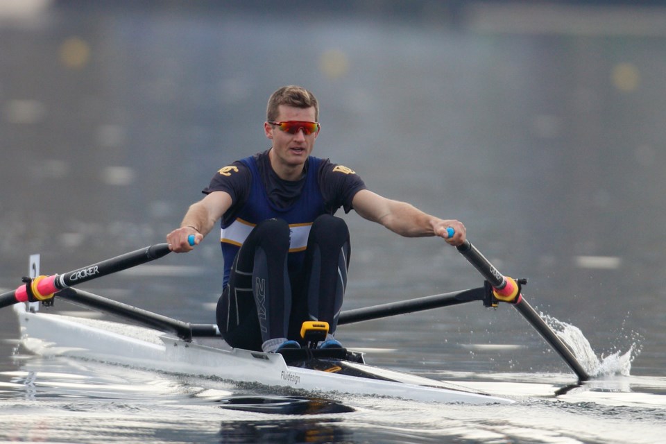 Karl Zimmermann competing in the Canadian University Rowing Championships in Victoria, Nov. 3, 2019. Photo taken by Kevin Light, provided by Karl Zimmermann
