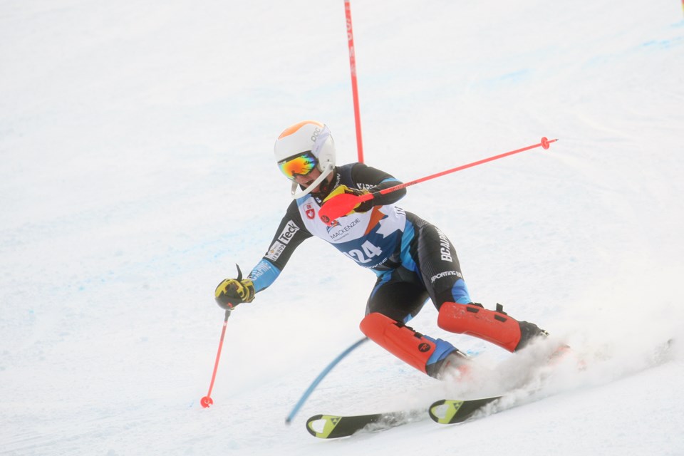 Representing the Searchmont Ski Runners, Landon Phillips competes in the U16 division of the Slalom on Sunday at Searchmont Resort during the annual Mealey Classic. The invitational tournament was held Thursday to Sunday and included U12, U14, U16 and U18 competitors from across Ontario.