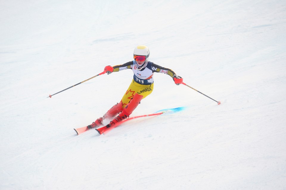 Representing the Searchmont Ski Runners, Bobby Real competes in the U14 division of the Slalom on Sunday at Searchmont Resort during the annual Mealey Classic. The invitational tournament was held Thursday to Sunday and included U12, U14, U16 and U18 competitors from across Ontario.