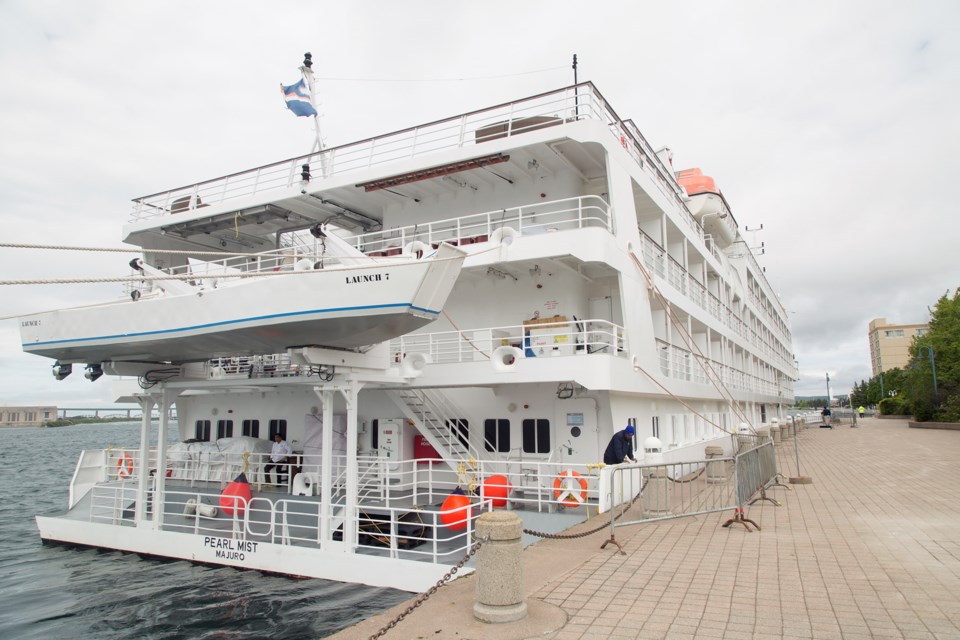 FILE PHOTO: The Pearl Mist cruise ship seen docked in Sault Ste. Marie, Ontario. Most cruise ship companies will require a vaccine passport for travellers.