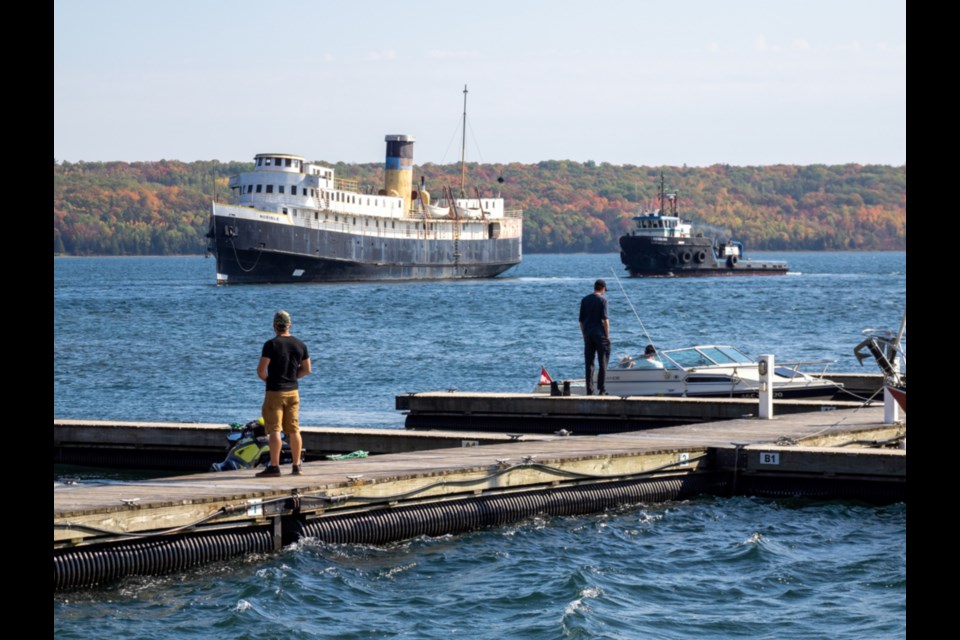 The S.S. Norisle has been pulled from Manitowaning Bay on Manitoulin Island and will be scrapped at a recycling facility in Port Colborne, Ont. The sister ship of the M.S. Norgoma had been moored at the Manitowaning harbour and used as a floating museum since 1975. 