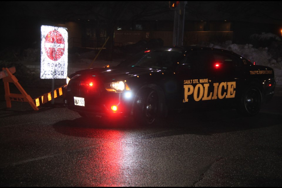 Sault Police closed McNabb Street to vehicular traffic between Willow Avenue and Great Northern Road after a pedestrian/vehicle accident, Jan. 21, 2017. Darren Taylor/SooToday
