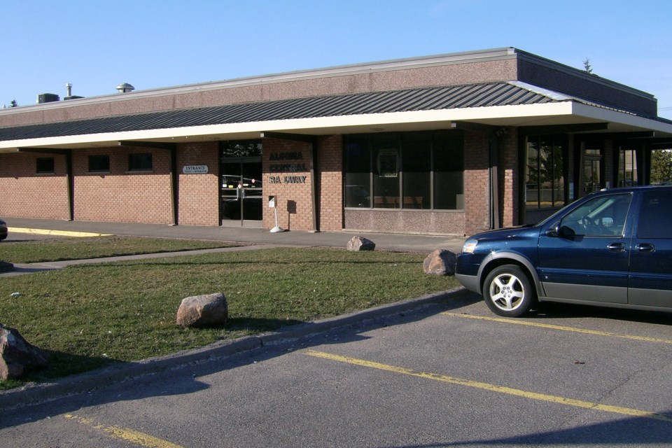 Former Algoma Central Railway Station in Station Mall parking lot, shown in 2013.