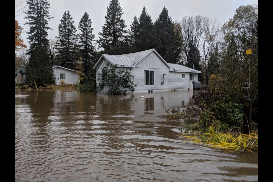 Water from the Goulais River is encroaching on homes in the Hult Road area.