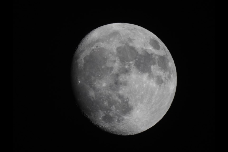 Dec. 30, 2017, nearly full supermoon as seen from Pancake Bay, near Sault Ste. Marie.  Photo submitted by Theresa Cassan