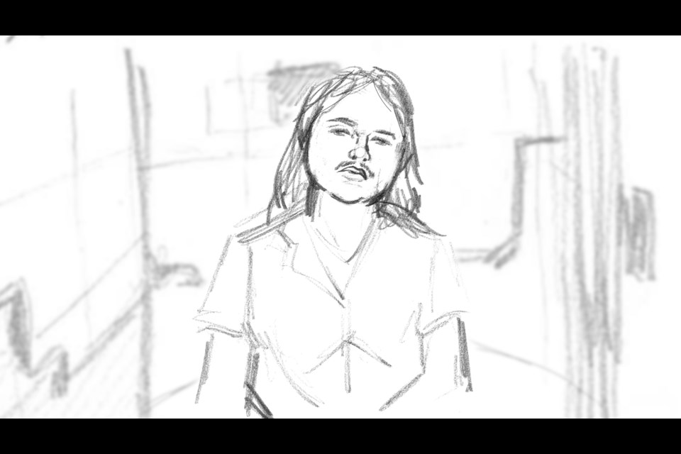 Courtroom sketch from Steven Jones' brief appearance in bail court on Friday. Jones is accused of murdering 22-year-old Taylor Marshall in her John Street apartment and, in a separate trial, the attempted murder another person on Sault Ste. Marie's boardwalk.