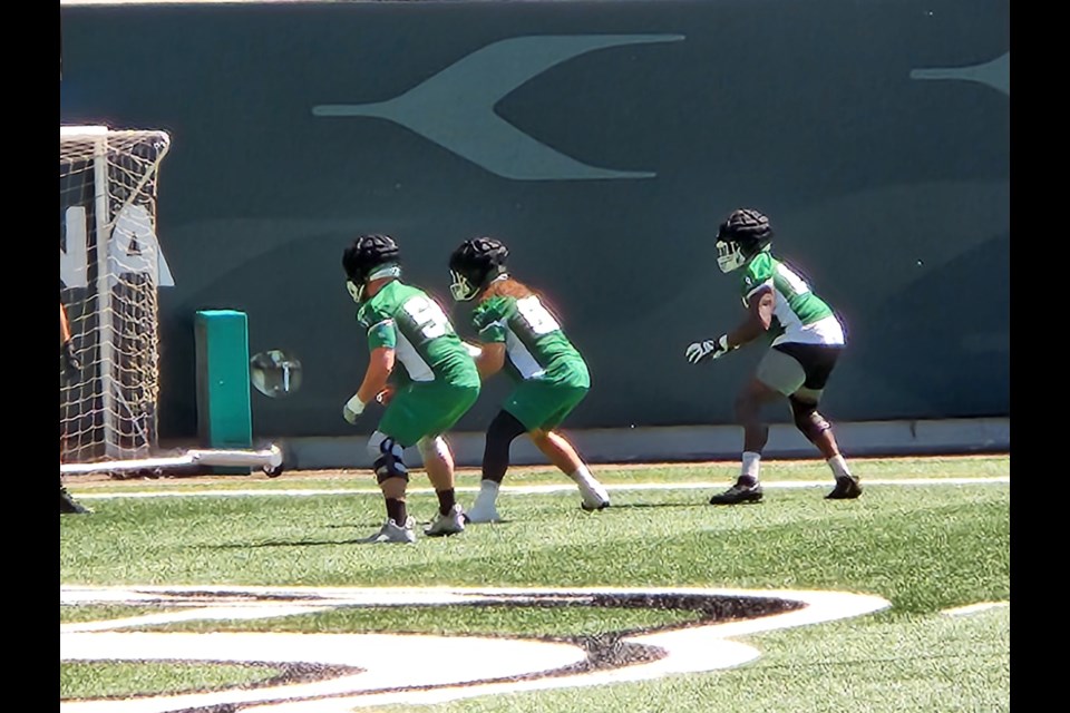 Roughrider O-Line Working Out
