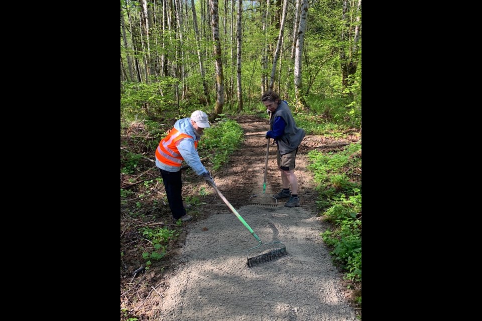 Squamish Trails Society's Senior Smoothers at work on a similar project in 2018. 