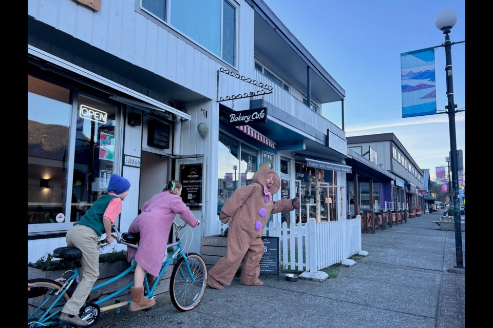 The cast of Blustery Ever After on the loose in downtown Squamish. 