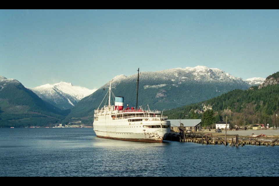 Squamish photographer Brian Aikens took this Howe Sound shot in 1992. You can still see the Woodfibre pulp mill and the passenger ship Prince George moored at Britannia Beach.  