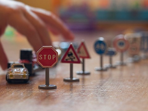 Child playing at driving