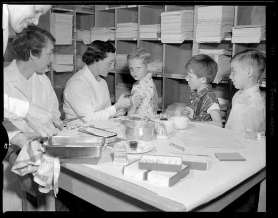 Children in Vancouver receive the Salk vaccine - April 1955.