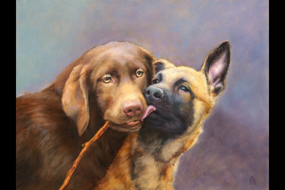 Best buddies, painted by Angela Muellers.                               