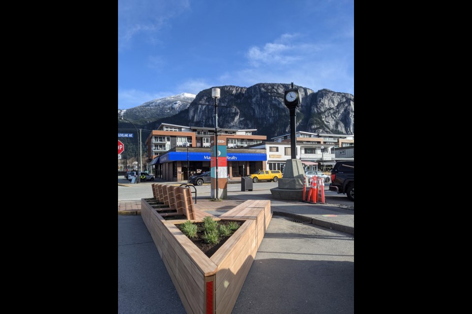 The new parklet being installed in downtown Squamish. 