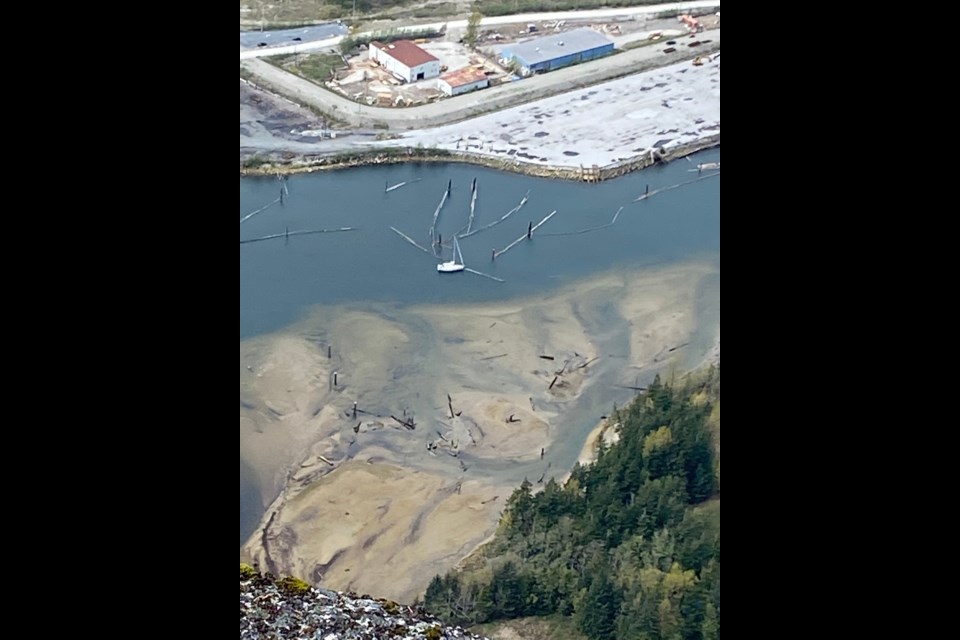 Even a small amount of debris prevented David Crewson's boat from passing through the Mamquam Blind Channel, because low tides not only reduce the depth of the channel, but also its width.
