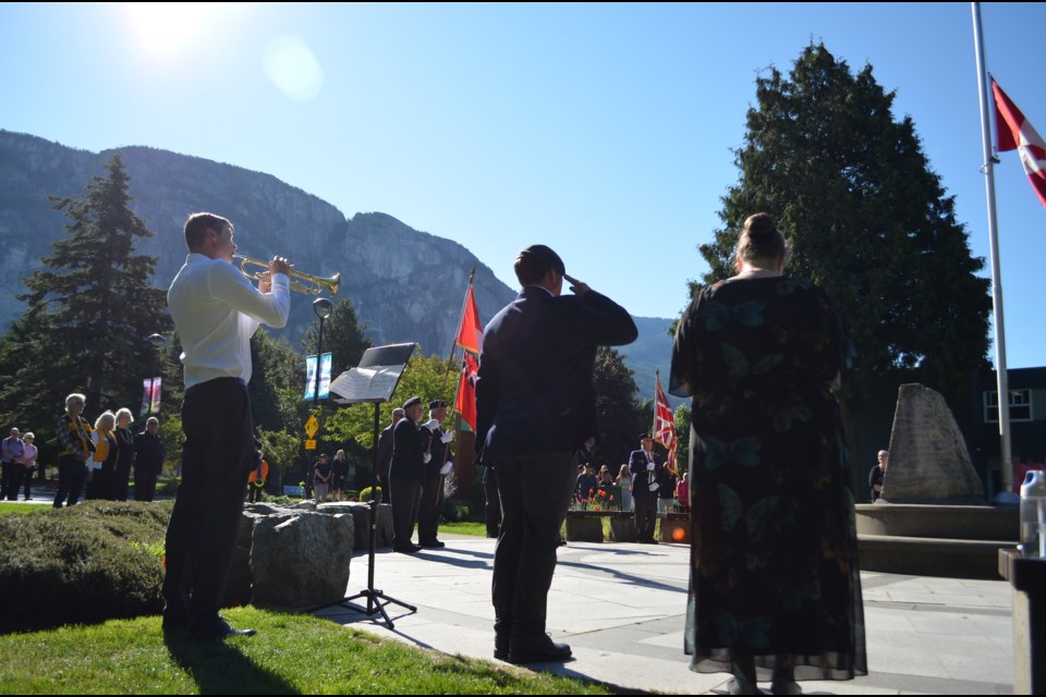 Squamish memorial ceremony for Queen Elizabeth II, held Sept. 19. 
Photo by Steven Chua/The Squamish Chief