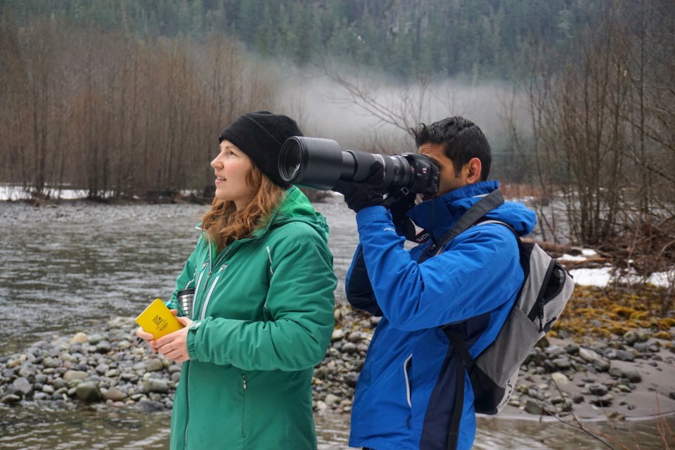 Kevin Dsouza and Liz De Bosscher during the eagle count on Jan. 8. 