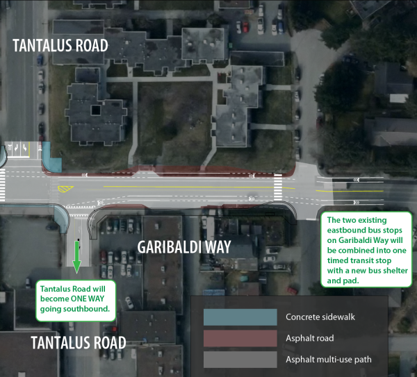 The Tantalus Road change is part of the District of Squamish's long-planned Garibaldi Way and Tantalus Intersection Improvement project. 