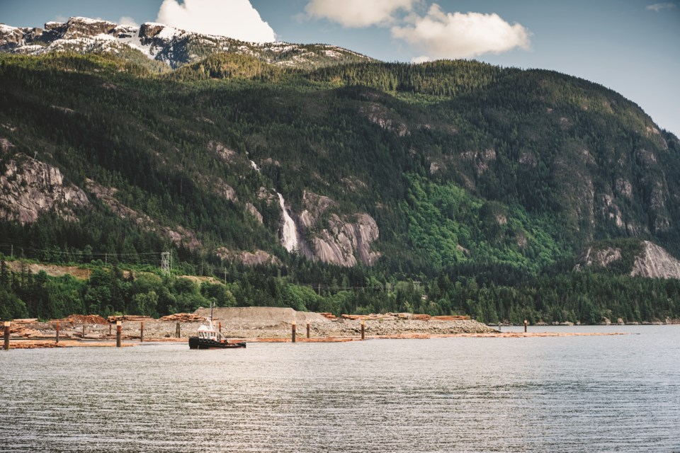 A tugboat motors past a log sort on the shores of Howe Sound.
Forestry is a key natural resource to British Columbia and the local Squamish area.
Logs are delivered to the sort by truck then sorted on the dry land and bundle up on log-booms in the water where they are then shipped out to mills via tug boat.


Photo by Alex Ratson/Getty Images