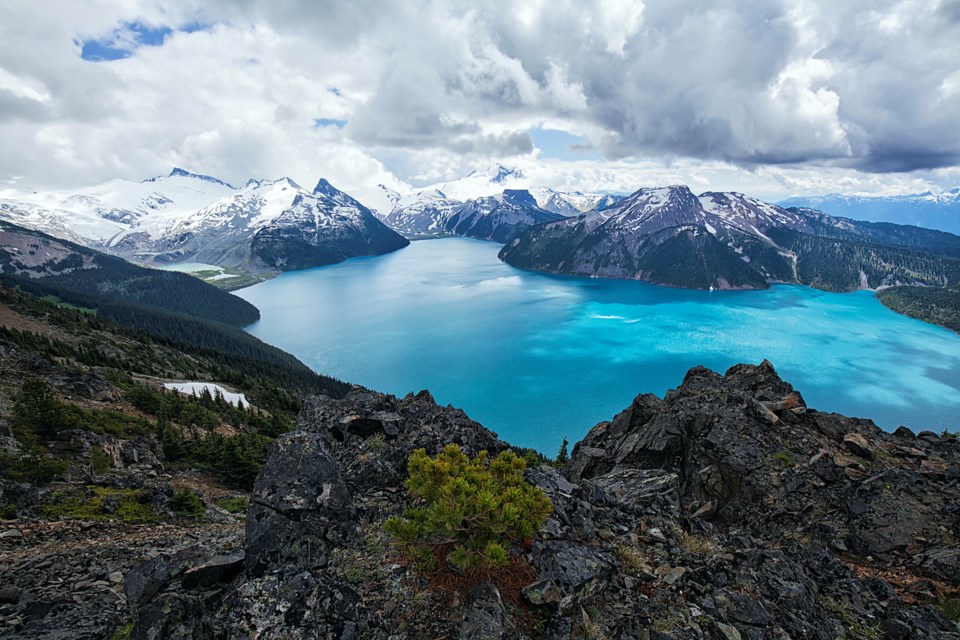 Garibaldi Lake viewed from Panorama Ridge in summer.